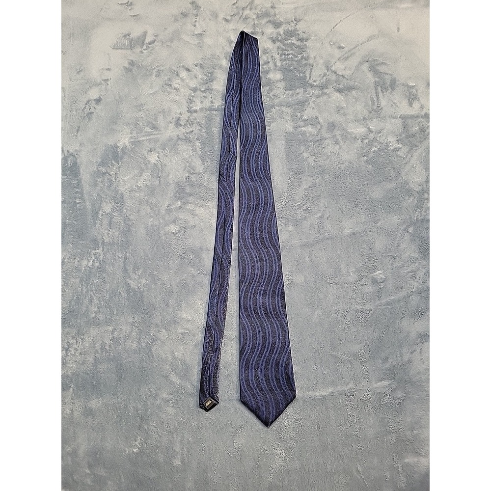 Vintage Louis‎ Feraud Tie – Blue Striped/Wavy Designer Tie Made in Italy/USA